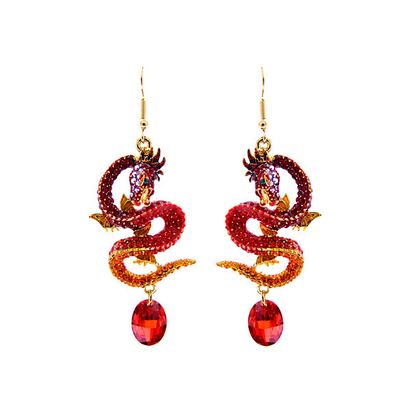 Crystal Dragon Drop Earrings