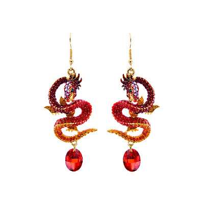 Crystal Dragon Drop Earrings