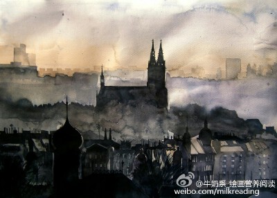 #插画 #水彩 #建筑 #手绘 来自波兰艺术家Maja Wrońska的作品