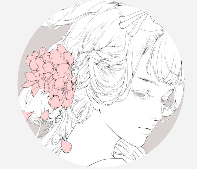 古风 美人 线稿 插画