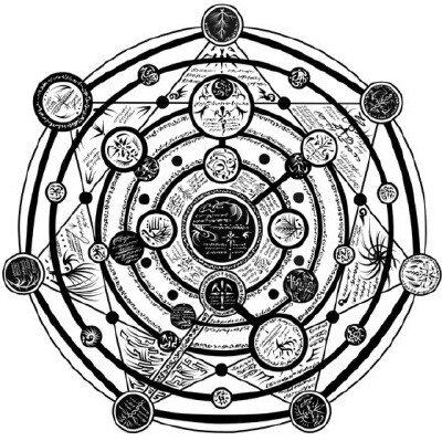 魔法阵、黑白、手稿向
