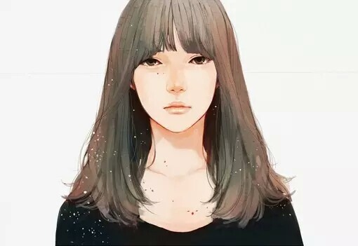 女生发型 中长发 插画 锁骨发型 微卷