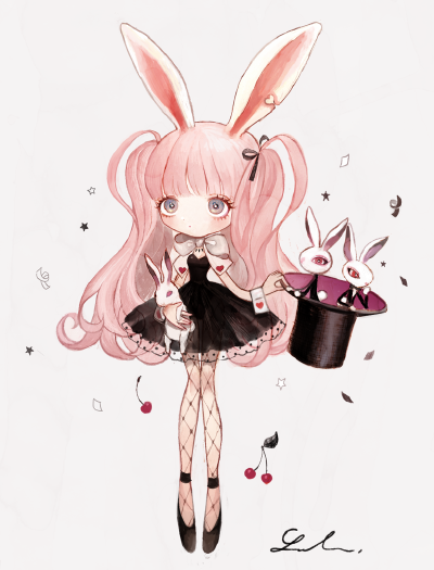 手绘插画 人物 风景 意境 美图 可爱 少女