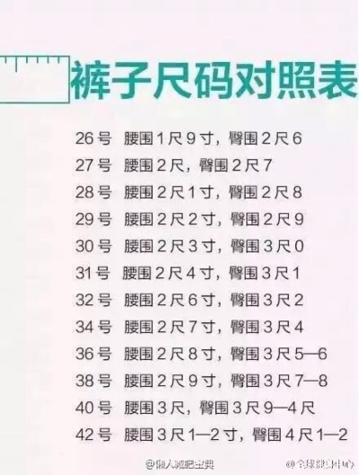 裤子对照码