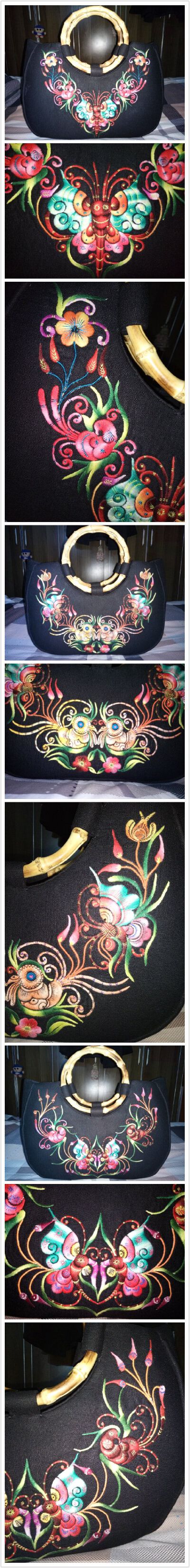 还是圆环刺绣手提大包