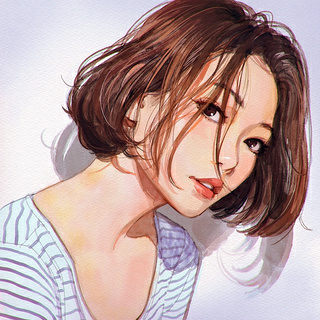 水彩#头像#女孩#发型