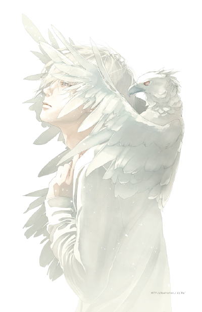 【#Re°#插画 透明 忧郁 暗黑】 青春的羽翼，划破伤痛的记忆；昨日的泪水，激起心中的涟漪。