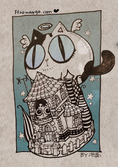 可爱 插画 黑白 线描 海报
