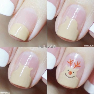 美甲教程 圣诞麋鹿美甲教程