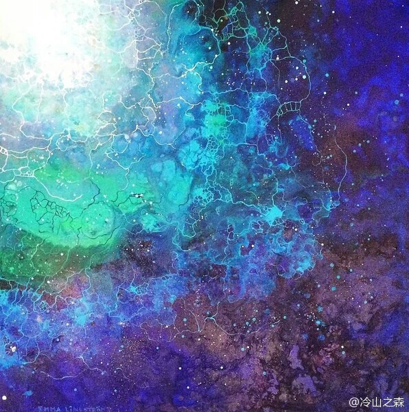  26岁的瑞典女画家EmmaLindström 用丙烯结合喷漆创作出色彩缤纷的浩瀚宇宙璀璨星辰。