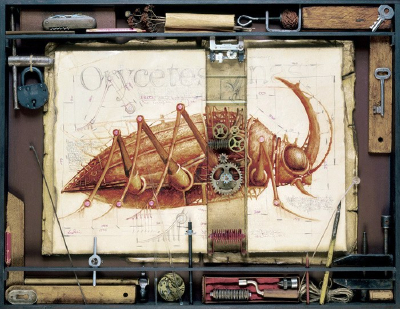 俄罗斯艺术家Gvozdariki的该系列作品充满着浓浓的蒸汽朋克味道，作品以鸟，鱼，兽为内容，将它们“机械化”，最后配上一些vintage的“配景”，为作品添加了更多“蒸汽”味道。也许在Gvozdariki的脑海里充满了关于再…