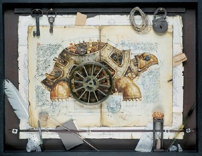 俄罗斯艺术家Gvozdariki的该系列作品充满着浓浓的蒸汽朋克味道，作品以鸟，鱼，兽为内容，将它们“机械化”，最后配上一些vintage的“配景”，为作品添加了更多“蒸汽”味道。也许在Gvozdariki的脑海里充满了关于再…