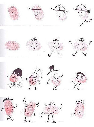 手绘手账小素材，创意手指画