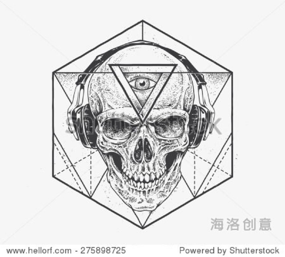 音乐，骷髅头，几何，上帝之眼
