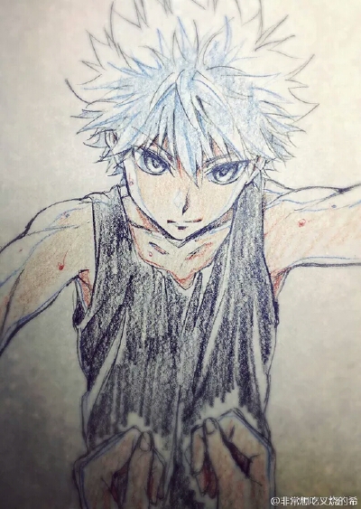 画师：梁博雅 全职猎人，手绘，hunterxhunter，奇犽的壁咚2