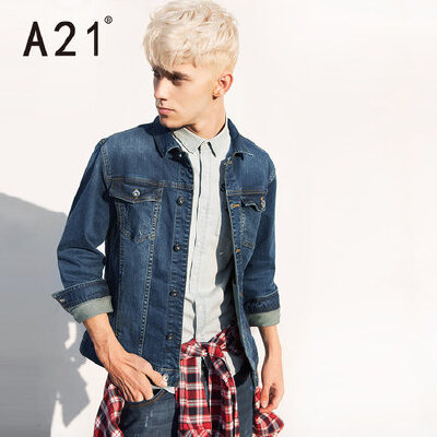 A21 潮男牛仔外套男 修身青年复古夹克 休闲男装春季牛仔衣jacket