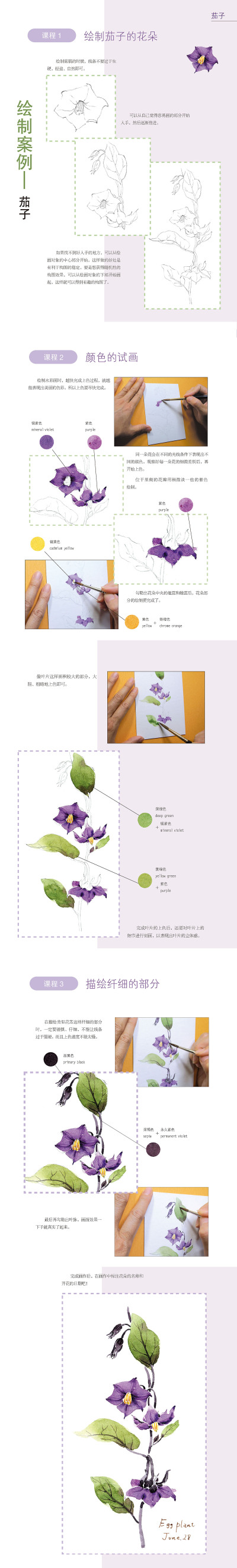 本案例摘自人民邮电出版社出版的《水彩花时间：60种你可能从来没画过的水色闲花》http://product.dangdang.com/23895510.html