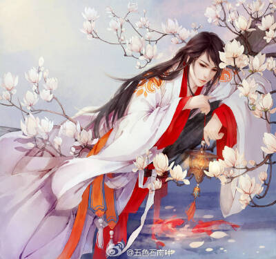 古风，美男，插画 绘：痕迹
