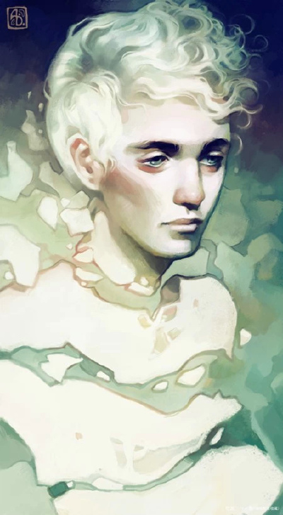 escume (Anna Dittmann) 唯美人物肖像插画少年插画梦幻插画破碎.