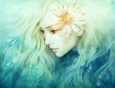 escume (Anna Dittmann) 水彩唯美人物肖像插画花卉梦幻插画