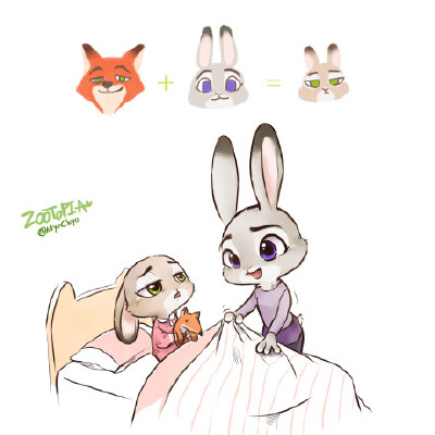 【侵删】#zootopia#nike#judy#疯狂动物城#插画#手绘#同人#二次元#动漫电影#狐兔#cp#壁纸#拟人化##nike和Judy的孩子是什么样的##简约#