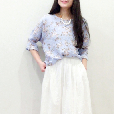 花生女郎自制 恬静温婉的樱花春夏印花衬衣 0924