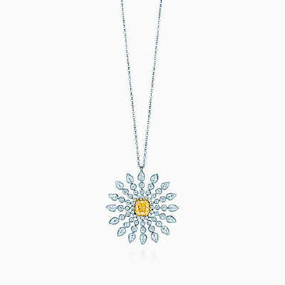 Sunburs 铂金及 18K 金吊坠，点缀蒂芙尼黄钻。