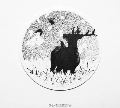 点刺纹身手稿鹿纹身素材鹿剪影