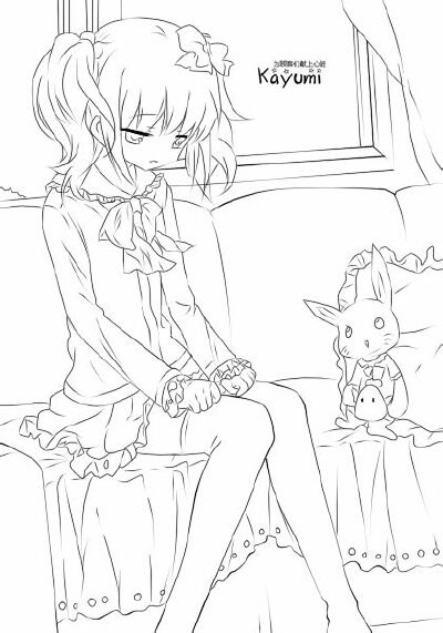  线稿 动漫 黑白素材 插画手帐【果冻】 