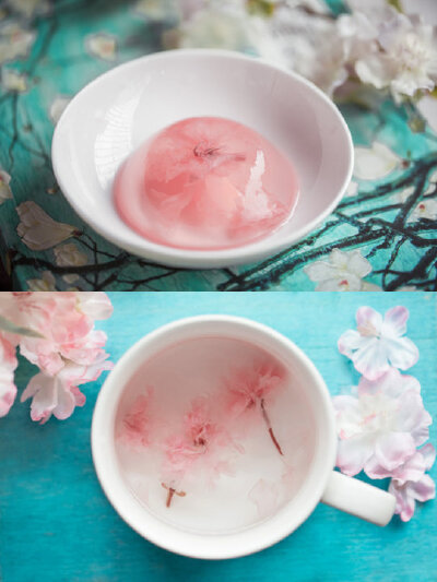 「樱花冻」材料：樱花，吉利丁片2片，水200g ， 蜂蜜，冰糖，粉色食用色素。
步骤：1.将吉利丁片用冷水泡软，备用。
2.取4-5朵樱花，温水泡开。
3.将冰糖放入水中，煮开熬化后放两勺蜜，停火加入泡软的吉利丁，再用…