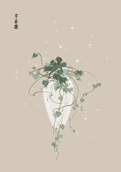 花草、水墨、封面、淡雅、唯美、插画、古风