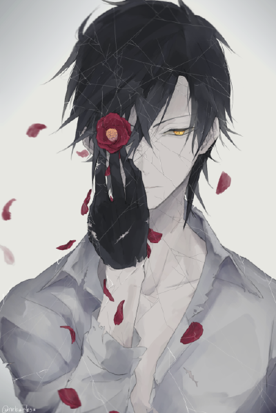 动漫图片 美男 灰色系 红色 金眼 唯美 忧郁 by:无言 侵权删