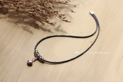 原创手工设计 925纯银长命锁配链 牛皮绳项链男女 复古锁骨链子