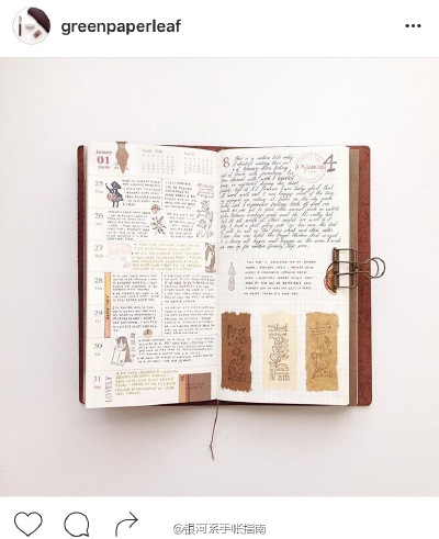 手帐排版，Size: TN; ins@ greenpaperleaf
