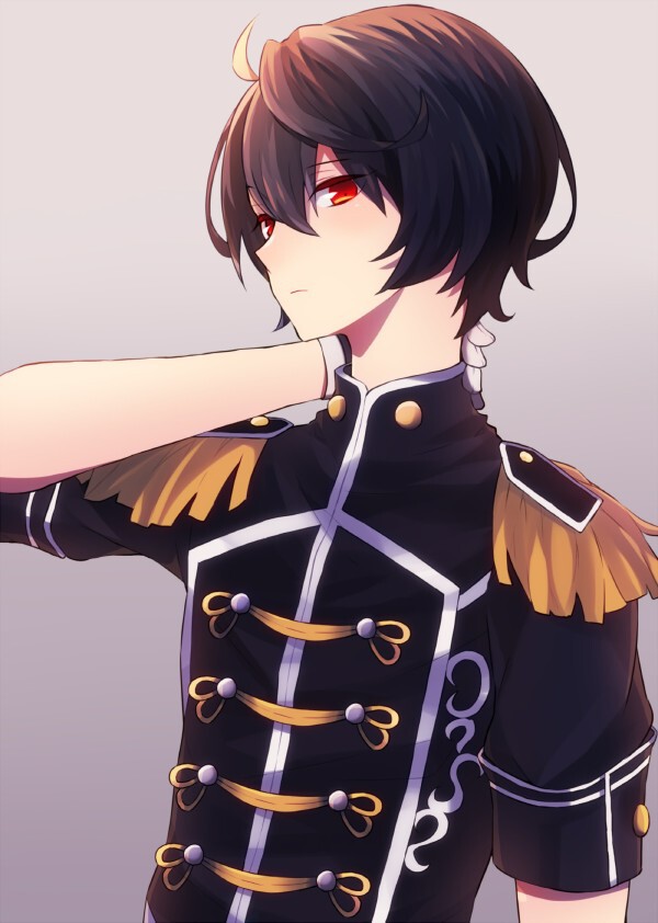 【此间少年】二次元 美少年 偶像梦幻祭 朔间凛月 暖色调 制服控 军装 少年，穿起你的军服来 游戏 P站 插画 唯美