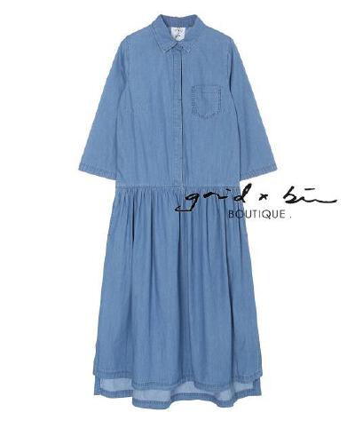 代购 韩国代购 STEVE J&YONI P 16春夏 logo刺绣 牛仔衬衫连衣裙