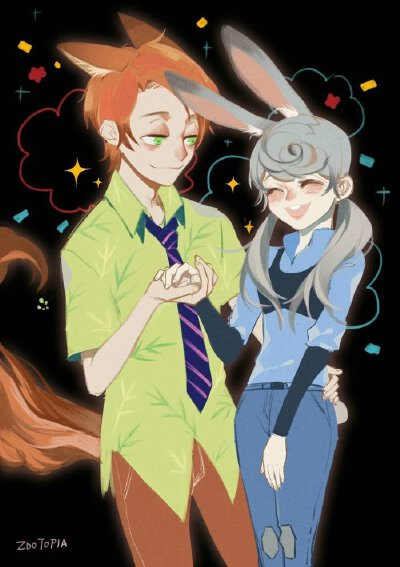 【侵删】#zootopia#nike#judy#疯狂动物城#插画#手绘#同人#二次元#动漫电影#狐兔#cp#壁纸##少女画风##少女心##拟人化#