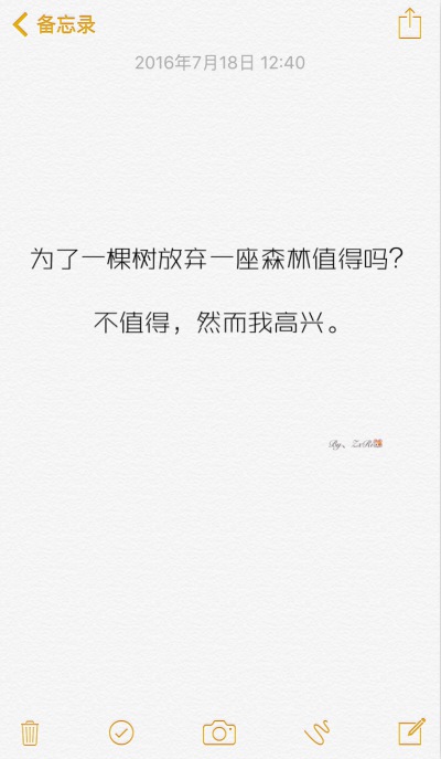 为了一棵树放弃一座森林值得吗？不值得，然而我高兴。