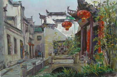 风景水粉