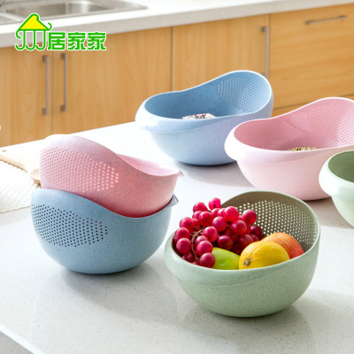居家家 水果洗菜盆淘米器家用菜篮子 厨房洗菜沥水篮洗米筛水果篮