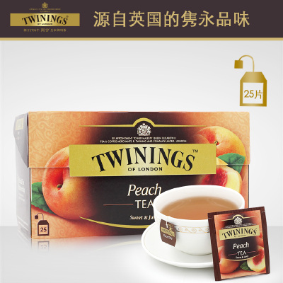英国 Twinings川宁红茶蜜桃果香红茶25片装 进口茶红茶