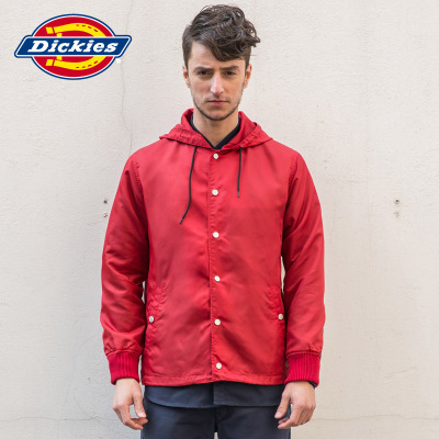 Dickies秋季男尼龙斜纹贴布绣袖口罗纹连帽夹克 163M10WD04