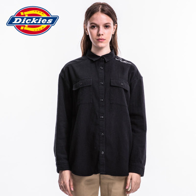 Dickies秋季女式字母绣花百搭休闲长袖衬衫 163W20EC02