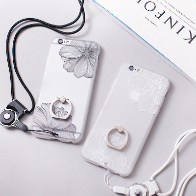 文艺清新苹果iPhone6手机壳挂绳挂脖透明6s plus保护套日韩女款7P