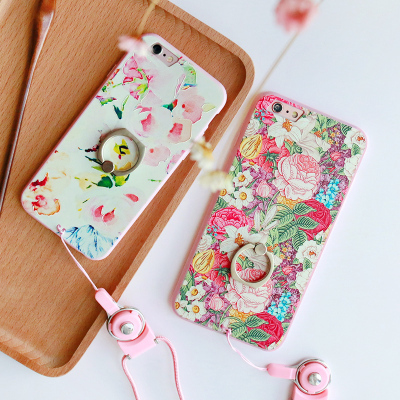 iphone6s手机壳挂绳女款苹果6plus手机套指环扣苹果5s外壳带支架7