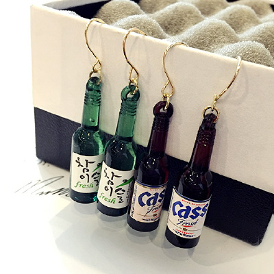 喝完这杯还有三杯~创意酒瓶韩国韩版耳坠耳圈耳挂耳钉耳环耳饰女