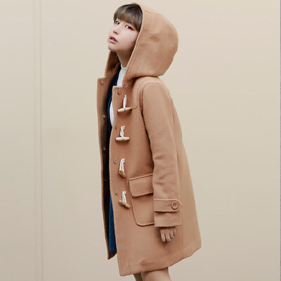 艾格 Weekend 2016 冬新品纯色牛角扣毛呢大衣160234202