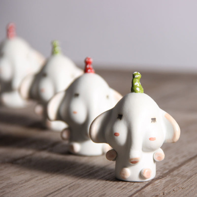 厂家直销 创意家居陶瓷摆设工艺品 吉祥小象家居摆件迷你小摆件创