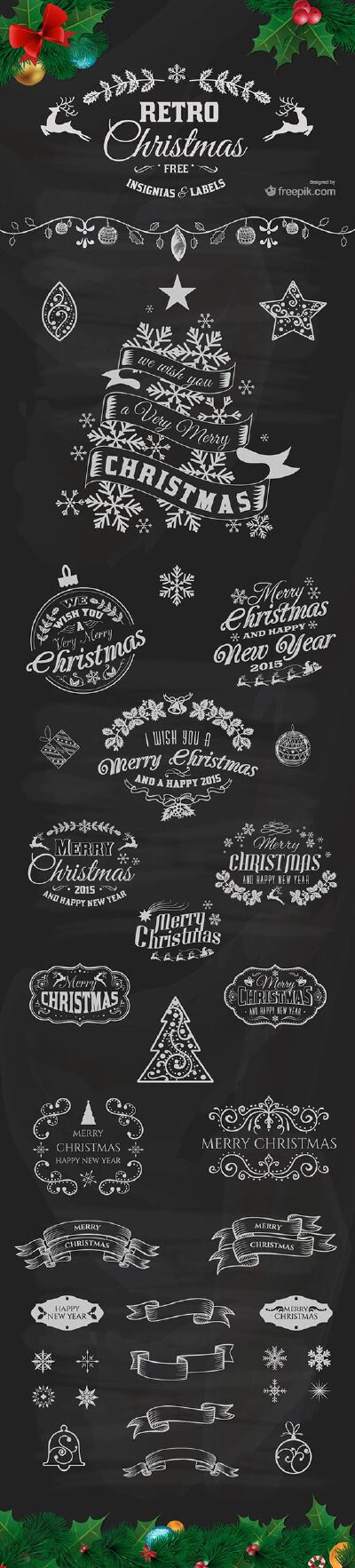 50+ 风格各异的 Merry christmas 徽章设计。顺祝大家圣诞节快乐！