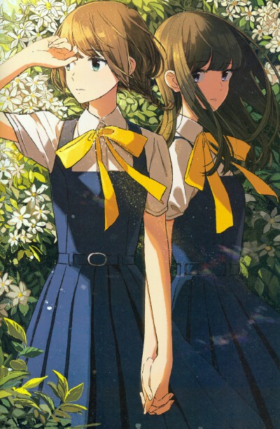 二次元 唯美插画 校服 校园 少女